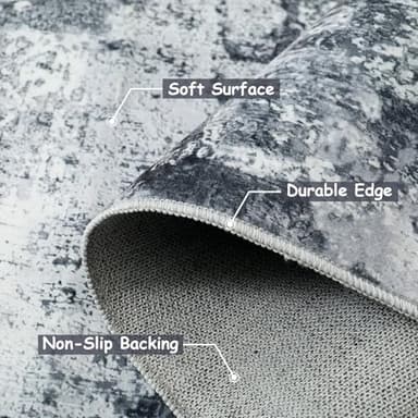 Washable Rugs 5X7 Large Neutral Modern Non Slip Foldable Thin Under Dining Table Dining Room Floor Cove Black - Image 7