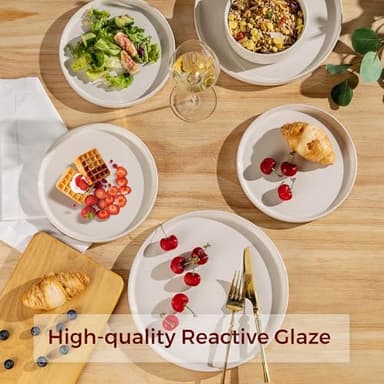 AmorArc Ceramic Dinnerware Set for 6 | Speckled Stoneware Plates and Bowls with Rustic Terracotta Underside| Scratch Resistant,Dishwasher & Microwave Safe Dishes Sets- 18pcs Beige - Image 4