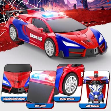 Remote Control Car with One Button Transformation, RC Cars Transforming into Robot, 2.4Ghz 360 Degree Rotation Police Car with Light, 1:18 Scale Transform Toys for Boys Girls Kids 4-7 8-12 6-8 - Image 8