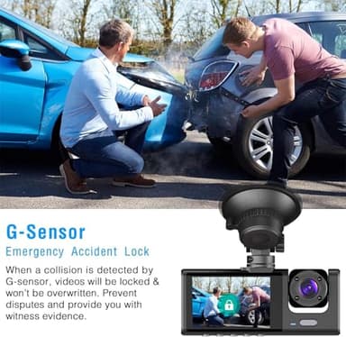 Dual Dash Camera for Car Front and Inside Dash Cam Car Security Video Recorder with Audio 1080P Vehicle Cam Plug and Play, WDR, Night Vision, G-Sensor Auto Lock, 2 Inch Screen - Image 5
