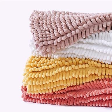 FRESHMINT Chenille Bathroom Rugs Mat 32”x20”, Non-Slip Bath Mat for Bathroom Floor & Bathtub, Washable Soft Shower Shag Bath Rugs, Fluffy Thick Water Absorbent Microfiber Shower Mat, Dusty Pink - Image 7