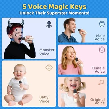 Jeefu Karaoke Machine for Kids, Toys for 3-12 Years Old Girls Gifts, Kids Karaoke Microphone Machine Toy, Best Fun Christmas Birthday Gifts for 5 6 7 8 9 10 11 Years Teens Girl Boys Beige 2 Mic - Image 6