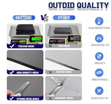 Car Rear Window Screens for Side Windows, 2 Pack Side Window Sun Shades,Stretchy Mosquito Net Cover Fit Cars SUVs - Up to 36.22”x55.1” - Image 6