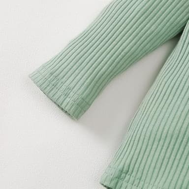 Kislio Toddler Baby Girl Clothes Long Sleeve Ruffle Ribbed Solid Tops Flare Pants Bell Bottoms Fall Winter Outfit Set - Image 5