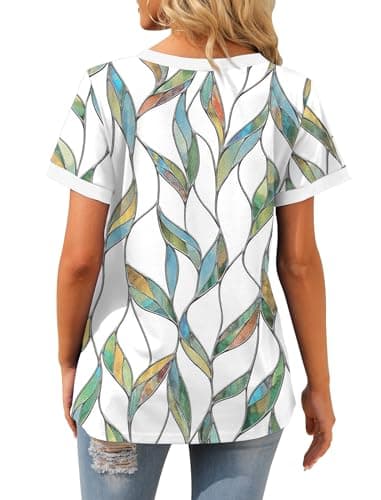 Geifa Womens Plus Size Tops Dressy Casual V Neck T Shirts Loose Fitting Short Sleeve Shirts Summer Beach Fashion XXL - Image 4