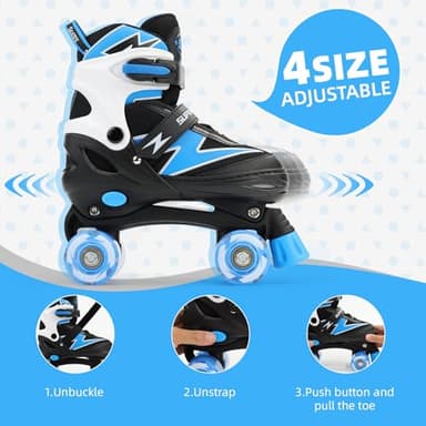 SUPER YOUNGSTER Adjustable Roller Skates Boys Kids Ages 5-8 8-12 Roller Skates Girls with Light up Wheels, Fun Rollerskate for Youth Toddlers - Image 5