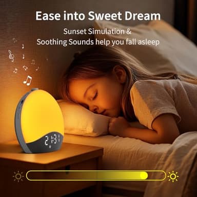 EASYERA Sunrise Alarm Clock Sound Machine, Upgraded Backlit Buttons, 26 Soothing Sounds, White Noise Machine Night Light, Bluetooth Speaker Wake Up Light for Bedroom, Heavy Sleeper, Adults, Kids - Image 6