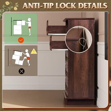 WLIVE Farmhouse Dresser for Bedroom, Tall Wood Dresser with 5 Drawer, Chest of Drawers with Roman Metal Handle for Living Room, Hallway, Closet, Brown - Image 7