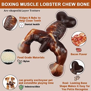 MOXIKIA Dog Chew Toys for Aggressive Chewers Almost Indestructible Dog Toys,Bacon Flavor,Tough Dog Bone Toys for Medium/Large Breed Dogs,Best Chew Toys to Keep Them Busy - Image 2
