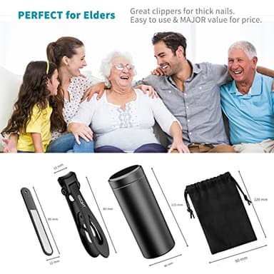 SZQHT Ultra Wide Jaw Opening Nail Clippers Set, Toenail Clippers for Thick Nails, Heavy Duty Nail Cutter, Stainless Steel Toe Nail Clippers for Seniors, Men & Women Manicure,Pedicure,Big(Black) - Image 8
