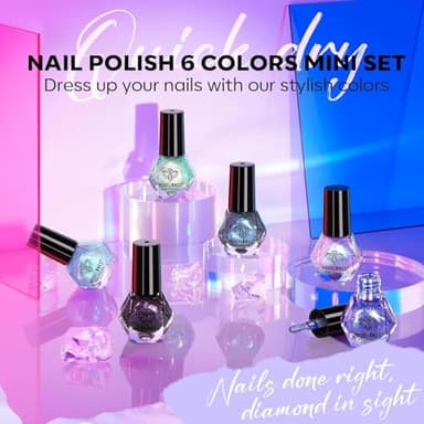 modelones Chameleon Nail Polish Set 6 Colors, Green Glitter Pink Blue Purple Holographic Quick Dry Mini Nail Lacquer Kit Gray Aurora Shimmer DIY Nail Art Manicure Gift For Women Girls - Image 7