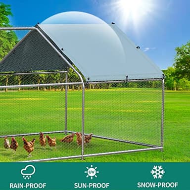 YITAHOME Large Metal Chicken Coop with Waterproof Cover, 19.68'L x 9.84'W x 6.49'H Walk-in Poultry Cage with Run, Chicken Hen Run Duck House Rabbits Cage for Outdoor Backyard Farm Use-3 Cages - Image 4