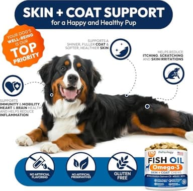 Omega 3 Fish Oil for Dogs - 170 Chews - Omega 3 for Dogs Itchy Skin & Allergy Relief - Skin & Coat Supplement - EPA & DHA Fatty Acids - Dog Anti Shedding & Hot Spot Treatment - Salmon Oil - Image 4