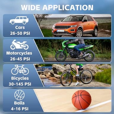 Coquimbo Bike Pump Tire Inflator Portable Air Compressor: 150PSI Electric Air Pump for Car Tires Cordless Car Bike Motorcycle Accessories Birthday Gifts for Men Dad Him (Gun Gray) - Image 6