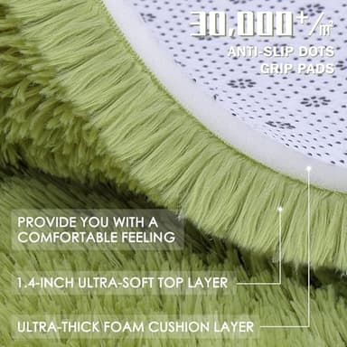 OLANLY 2x3 Machine Washable Small Bedside Rug, Soft Fluffy Shaggy Entryway Throw Rugs for Bedroom, Living Room, Indoor Floor Carpet for Kids Girl Boy, Nursery Rooms, Home Decor Aesthetic, Grass Green - Image 8