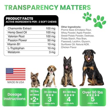 Grateful Pawz Hemp Calming Chews for Dogs - Dog Calming Chews - 170 Anxiety Relief Treats with Hemp Oil - Sleep Aid - Advanced Health Joint Support Supplement - Health & Wellness - Image 6