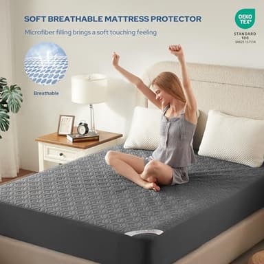 BEDLORE Waterproof Mattress Protector, Full Size Mattress Pad with Deep Pocket 6"-15" Depth, Soft Dirt-Proof Double Bed Mattress Cover for Bedroom, College Dorm, Hotel (Gray) - Image 3