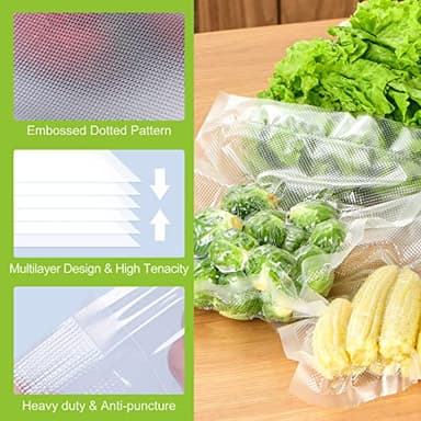 Bonsenkitchen Vacuum Sealer Rolls Bags, 6 Pack 3 Rolls 11" x 20' + 3 Rolls 8" x 20' Commercial Grade BPA Free Bag Rolls, Durable Customized Size Food Vac Bags for Storage and Sous Vide Cooking VB3211 - Image 6