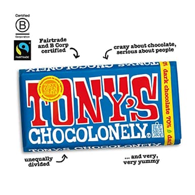 Tony's Chocolonely - 70% Dark Chocolate Bar - Belgium Chocolate, No Artificial Flavoring, Fairtrade & B Corp Certified - 6.35 Oz - Image 4