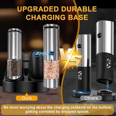 EIHO Electric Salt and Pepper Grinder Set USB Rechargeable, Upgraded External Adjustable Coarseness, Stainless Steel Automatic Salt and Pepper Shakers Mills with LED Light, House Warming Cooking Gifts - Image 4