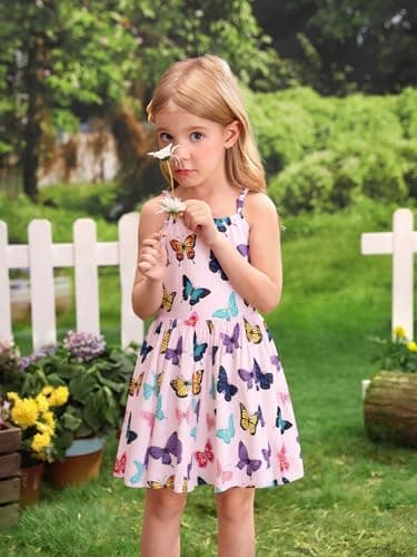 Girls Butterfly Summer Dress Bowknot Backless Sundress Birthday Dress Outfits for Baby Girls Sleeveless Casual Clothes 1-6T(1309-5T) - Image 6