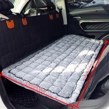 AEEISHOMEREFORM Backseat Pet Bed Mat, Truck Plaid Dog Bed for Car Back Seat, Deluxe Dog Seat Covers, Non-Slip Travel Pet Mat, Fit for Backseat Extenders and Trucks SUVs (Grey, 24.8x54 inch) - Image 4