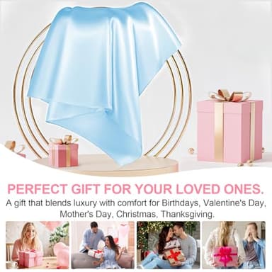 Mulberry Silk Pillow Cases Queen Size with Hidden Zipper, Ultra Smooth and Soft Breathable Cooling Silk Satin Pillowcase for Hair and Skin, Gifts for Women Men (Sky Blue, 20x30 Inches, 1 Pack) - Image 6
