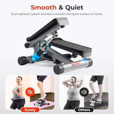 Sunny Health & Fitness Mini Steppers for Exercise at Home, Stair Step Workout Machine with Resistance Bands, Full Body Cardio Equipment with Digital Monitor - No. 012 -S - Image 4