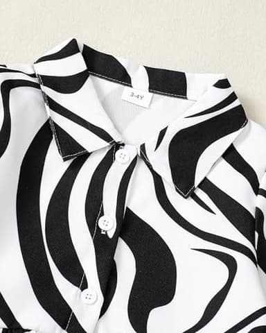 XUANHAO Girls' Cute Clothes - Size 6-7 Long Sleeve Zebra Striped Shirt & Denim Flared Pants Sets for Kids - Image 4