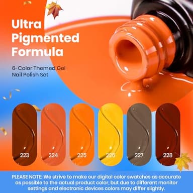 Beetles Fall Gel Nail Polish Set - 6 Colors Burgundy Red Orange Yellow Brown Gel Polish Kit for Nails, Autumn Leaves Soak Off UV LED Nail Gel Manicure at Home Gifts for Women - Image 4