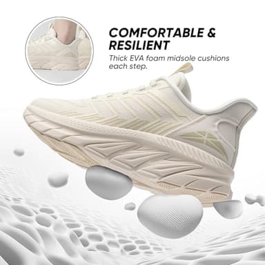 ALLSWIFIT Women's Slip On Walking Shoes Running Comfortable Tennis Breathable Non Slip Athletic Gym Workout Cross Training Fashion Sneakers,Size 7.5,Ivory,SARR034W - Image 3