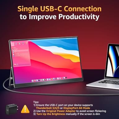 Upperizon Portable Monitor 18.5" FHD 125% sRGB 100Hz IPS HDR HDMI USB-C Travel Monitor for Laptop MacBook PC Surface PS5 Xbox, Large External Display with Kickstand & Speakers, VESA Compatible - Image 2