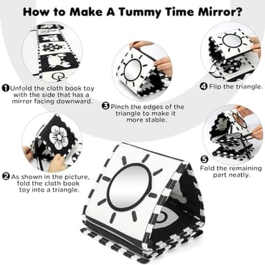 URMYWO Black and White Tummy Time High Contrast Newborn Toys 0-3 Months, Soft Baby Book, Visual Stimulation Montessori Sensory Infant Toys 0-6-12 Months, Shower Gift for Boys Girls - Image 2