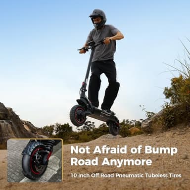 iScooter Electric Scooter, 1000W E Scooter, 50 Miles Long Range & 38 MPH Top Speed, 10" Off-Road Vacuum Tire Scooter for Adults with Turn Signals, Double Braking Systems, APP and Storage Bag - Image 4