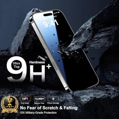 QsmQam for iPhone 16 Screen Protector + Camera Lens Protector, [Military Grade Shatterproof], Ultra Top 9H+ Tempered Glass, Full Coverage Screen, with Automatic Dust Removal [2+2 Pack] - Image 4