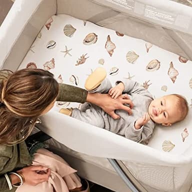 GRSSDER Stretchy Super Soft Jersey Knit Fitted Pack n Play Sheets Set 2 Pack,Portable/Mini Crib Sheets Snug and Safe,Beautiful Marine Organism for Boys and Girls - Image 3