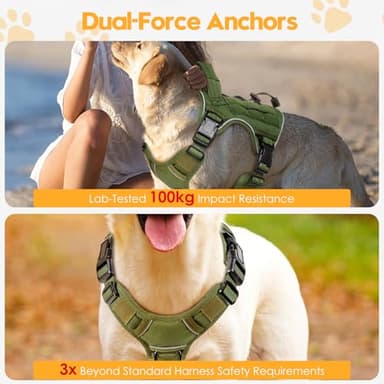 Heavy-Duty Tactical Dog Harness for Large Dogs, No Pull Adjustable Reflective Pet Vest with Molle System, K9 Military-Grade Control for Service Training, Outdoor & 10+ Breeds, Green, Small - Image 4