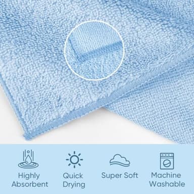 HOMEXCEL Microfiber Washcloths 12 Pack, Highly Absorbent and Soft Face Towel, Multi-Purpose Wash Cloths for Bathroom, Gym, Hotel, Spa and Kitchen, Multicolor 12x12 Inch - Image 2