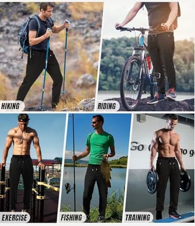 3 Pack Sweatpants for Men Tapered Mens Joggers Pants with Zip Pockets Fleece Slim Fit Workout Running Gym Sweat Pants(Black,Black,Black,XL) - Image 6