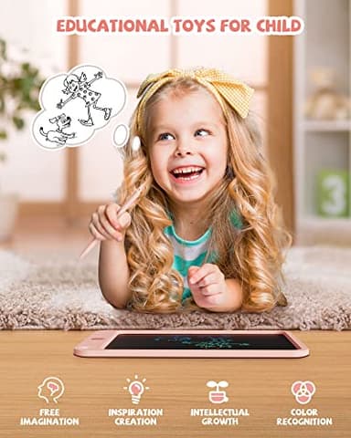 LCD Writing Tablet 10 Inch, Toys for 3 4 5 6 7 8 9 10 Year Old Boys Girls, Colorful Doodle Board Drawing Tablet, Gift for Boys Toddlers Age 3-12 Years, Memo Board, Drawing Pads with Lanyard (Pink) - Image 5