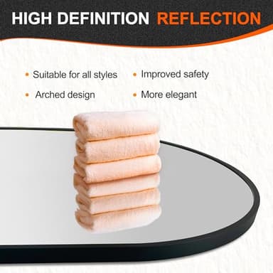 Delma Bathroom Wall Full Length Mirror for Wall, 48''x24'', Gold Oval for Bedroom Entryway Bathroom, Metal Framed Vanity(48''x24'',Black) - Image 4