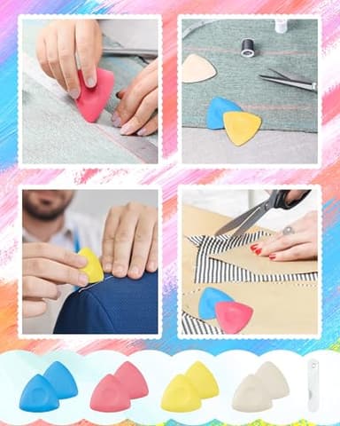 FIVEIZERO 4Pcs Tailors Chalk, Triangle Sewing Chalk for Fabric, Fabric Markers for Quilting, Tailoring and DIY Crafts - Image 6