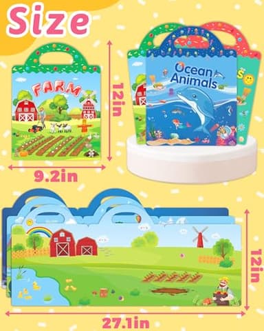 Benresive Reusable Sticker Book for Toddlers 2-4 Years, 3 Sets Travel Stickers for Kids, Waterproof Sticker Books for Toddlers 1-3, Crafts Activities for Todddlers 1-3 2-4 3-5 - Image 6