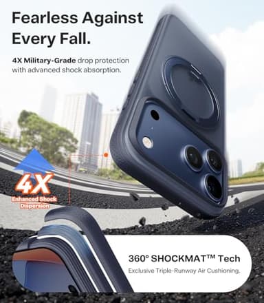 TORRAS 360 Magnetic Stand for iPhone 17 Pro Max Case, [Fit for MagSafe] [4X Military-Grade Protection] Slim Case for iPhone 17 Pro Max, 6.9", Translucent Deep Blue, Ostand O3 Fitness Series - Image 7