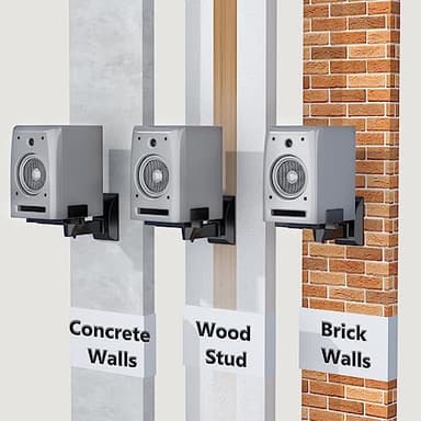 WALI Speaker Wall Mounts, Dual Side Clamping Bookshelf Mounting Bracket for Large Surrounding Sound Speakers, Hold up to 55 lbs. (SWM201), 1 Pair, Black - Image 8