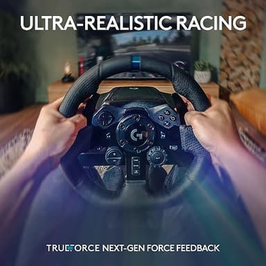 Logitech G923 Racing Wheel and Pedals, TRUEFORCE up to 1000 Hz Force Feedback, Gaming Steering Wheel PS5, PS4, PC, Mac, Genuine Leather- Black - Image 2