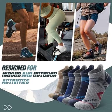 ANTSANG Merino Wool Ankle Hiking Socks Compression Warm Thermal Thick Cushion Winter Running No Show Moisture Wicking Socks Gifts Stocking Stuffers for Women Men 6 Pairs(Dark Mixed,L) - Image 6