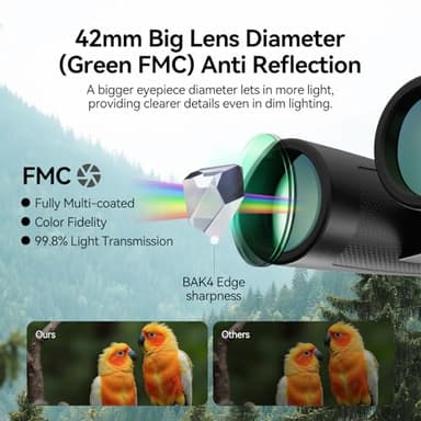 SVBONY Upgraded SV202 10x42 ED Binocular, Binoculars with Extra-Low Dispersion Objective Lenses for Birdwatching, BAK4 & FMC Optic System, 8°+Wide View Angle, IPX7 Waterproof for All-Weather Use - Image 3