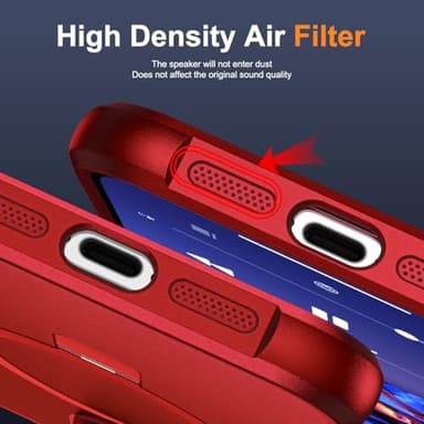 SKYLMW Compatible with iPhone 14 Pro Case with Invisible Magnetic O-Ring Stand Military-Grade Case for iPhone 14 Pro 6.1" [Compatible with Mag-Safe][Great Grip Feeling], Red - Image 8