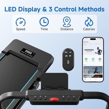 Walking Pad with Auto Incline, Under Desk Folding Treadmill with Remote Control and LED Display for Home Office, 3HP Portable Walking Jogging Running Machine, 300 LB Capacity - Image 6
